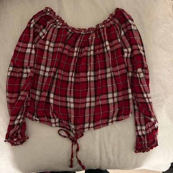 Hollister Plaid off the shoulder shirt size medium - Picture 1 of 3